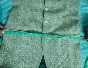 Jodhpuri Style Green Blazer With Cream Pant For Me
