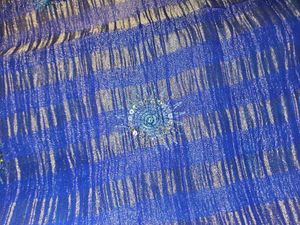Blue Crepe Saree With Blouse