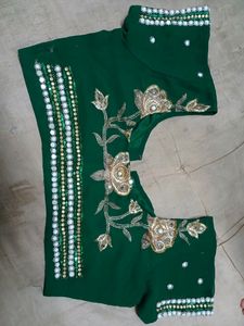 Green Embroidery Saree With Blouse.