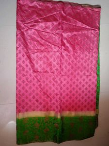 Pink & Green Pattu Saree