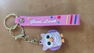 Cute Owl Keychain with &#34;Good Luck&#34; Strap