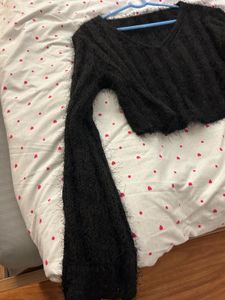 Black Fuzzy Knit Sweater