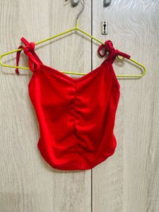 Red Ruched Crop Bralette