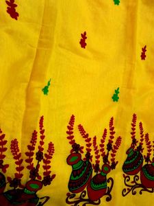 Yellow Hand-Painted Saree