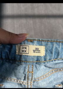 Denim Midi Skirt with Slit