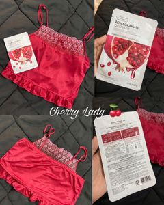 Red Satin Cami & Mask Set
