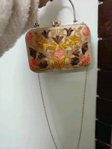 Floral Velvet Embroidered Clutch