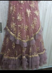 Elegant Pink &amp; Gold Embroidered Lehenga