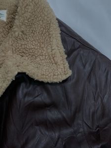 Faux Leather Jacket with Fur Collar