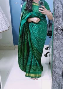 Sea Green Bandhani Print Saree