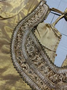 Golden Back-Tie Silk Blouse