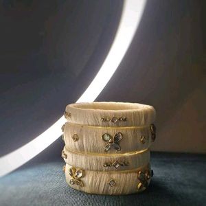 Kundan Work White Bangles 🧿