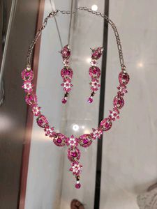 Margenta Stone Studded Necklace Set