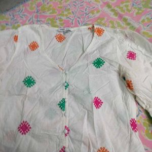 Embroidered White Top