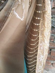 Chiffon Saree Blue And Cream Colour