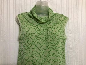 Green Card High Neck Sleeveless Top