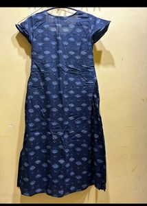 Navy Blue Printed Kurta