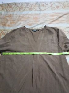 Brown V-Neck Blouse
