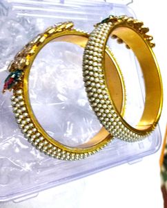 Traditional Kundan Pearl Bangles – Elegant Ethnic