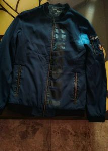 Blue Casual Bomber Jacket