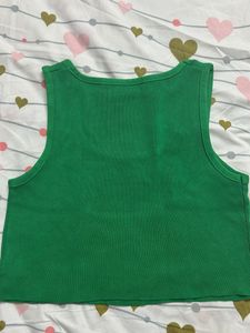 Green Connect Graphic Cropped Tank