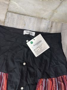Striped Ethnic Botton Down Skirt With Tags