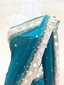 Green Motis And Stones Work Like New Saree