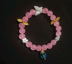 Pink Beaded Charm Bracelet