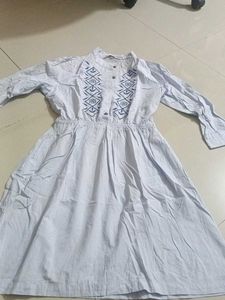 Blue White Striped Short Kurta