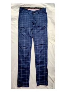 Checked Mid-Rise Slim Fit Chinos for Men