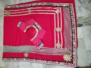 pink saree with blouse