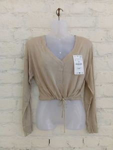 Beige Tie-Waist Top