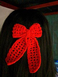 Red Crochet Hair Bow