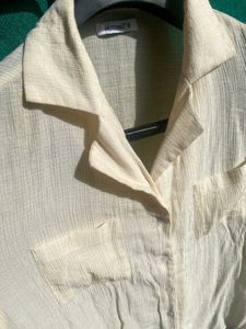 Beige Linen Muslin Top