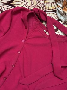 Raspberry colored Tie Top