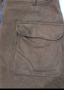 Brown Front Zip Nd Pocket Short Skirt ..Size S