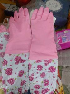 Floral Rubber Cleaning Gloves (1 Pair)