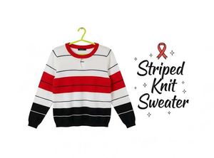 Striped knit sweater 🤍❤️🖤