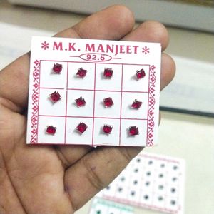 925 Pure Silver Dimond Nose&amp;Ear Earings 1 pair