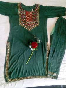 Dark Green Kurta Pant Set