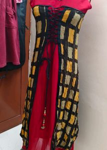 Unique Red & Patterned long kurti