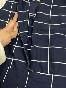 Navy &amp; White Checked Dress