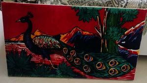 Peacock velvet scenery fabric painting