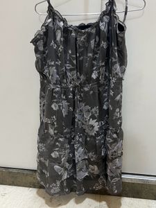 Women Floral Sleeveless Grey Dress