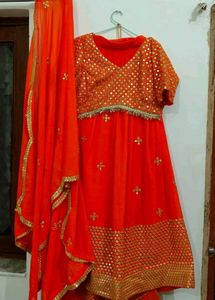 Orange Embroidered Lehenga Choli