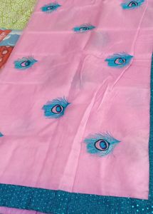 Peacock Embroidered NetSaree