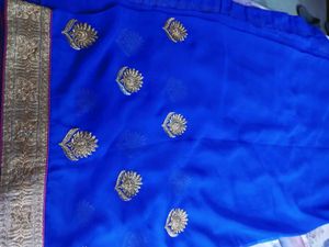 Elegant Blue Embroidered Saree