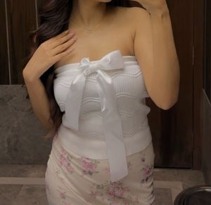 Savana White Bow Tube Top
