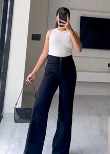 High Waisted Black Straight Fit Off Duty Jeans