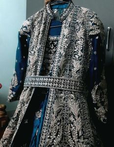 Heavy Zardozi Work Bridal Lahenga With Long Coat